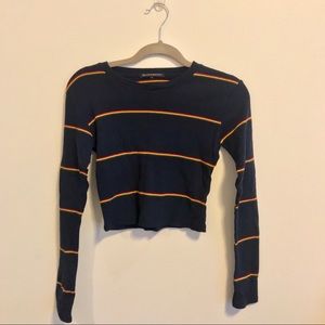 Brandy Melville | Navy Striped Santana Top